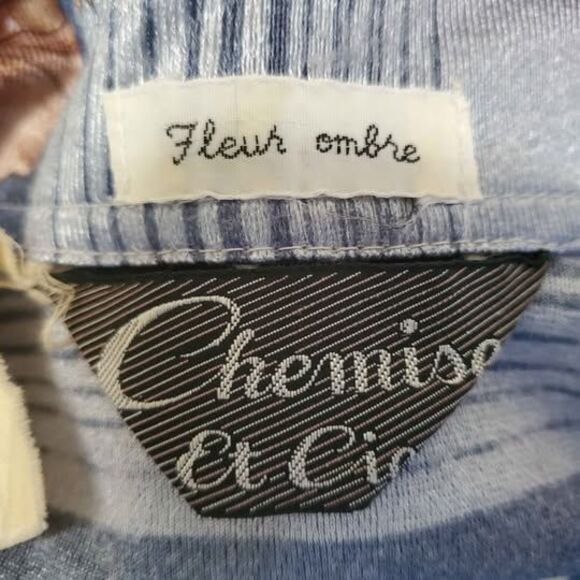 Vintage 70s Chemise Et Cie Fleur Ombre Button Down Shirt - Picture 7 of 7